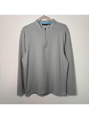 Devereux Pullover Mens Large Light Grey 1/4 Zip Performance Golfer Sweater Golf